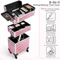 thumbnail image 2 of Alden Design 3-in-1 Rolling Makeup Train Case Cosmetic Trolley, Pink, 2 of 10
