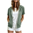 thumbnail image 3 of Women's Short Sleeve Zip Up Hoodie Casual Sporty Sweatshirt Activewear Track Jacket Outwear Tops, 3 of 8