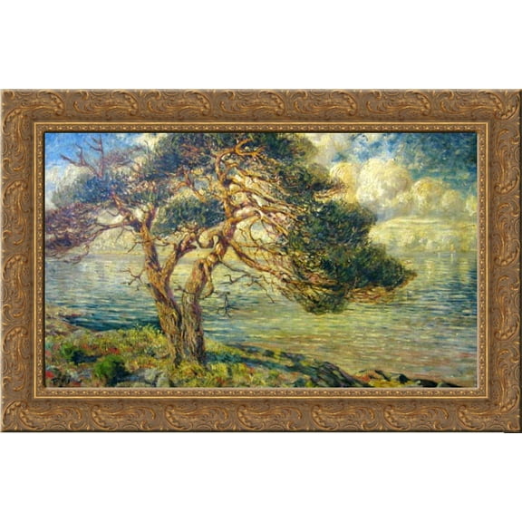 Pin au bord de la mer 24x18 Gold Ornate Wood Framed Canvas Art by Karl Edvard Diriks