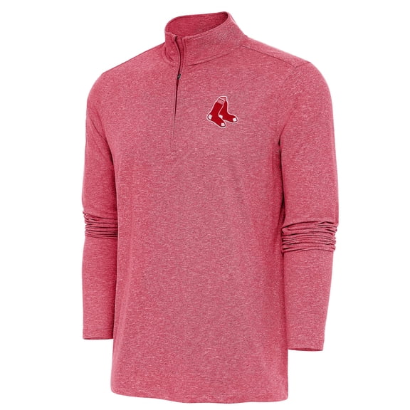 Men's Antigua  Heather Red Boston Red Sox Hunk Quarter-Zip Pullover Top