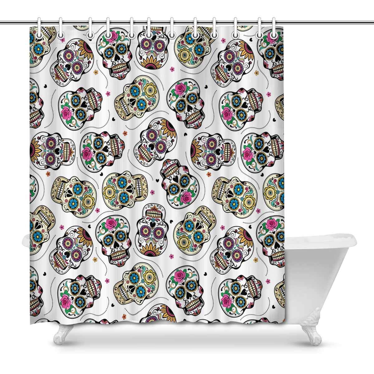 Pop Beautiful Sugar Skulls Bathroom Decor Effect Shower Curtains