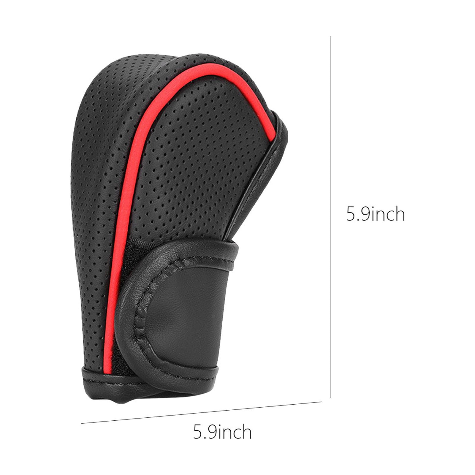 RuiJiao Universal Breathable Leather Car Gear Shift Cover - Protective Shifter Lever Case for Automatic and Manual Transmissions
