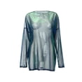 thumbnail image 5 of Douhoow Women Shiny Sheer Mesh See Through Tops Summer Loose Blouse Long Sleeve Cover ups, 5 of 7