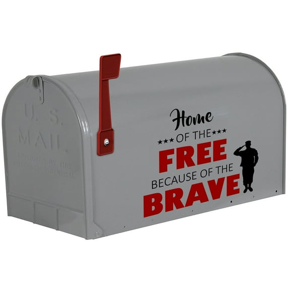 VWAQ Home of The Free Because of The Brave Decal for Mailbox Patriotic Decorations (7"H x 8"W)
