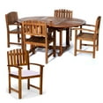thumbnail image 1 of All Things Cedar 5-Piece Oval Extension Table Dining Chair Set with Royal White Cushions, 1 of 2