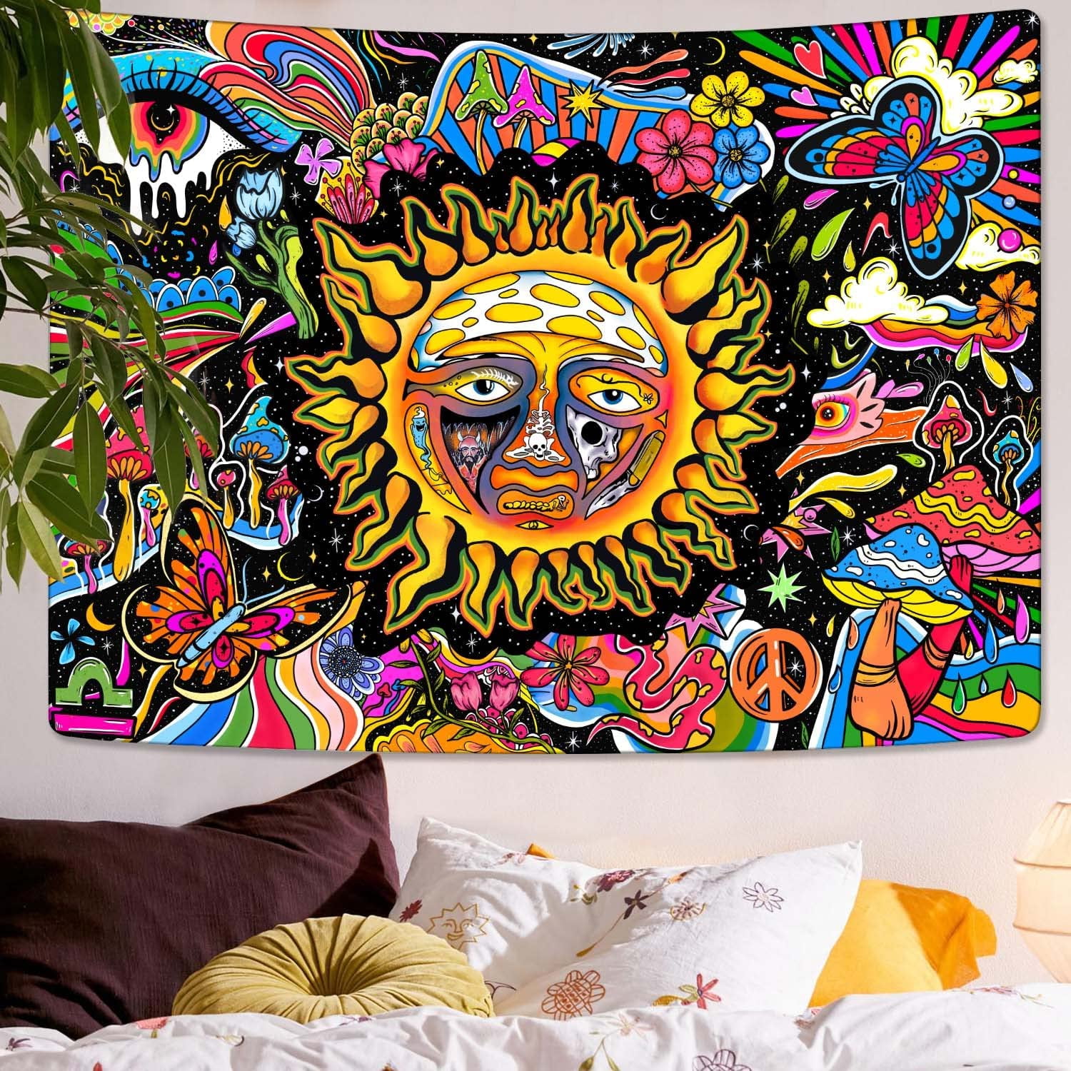 Mushroom trippy tapestry sale