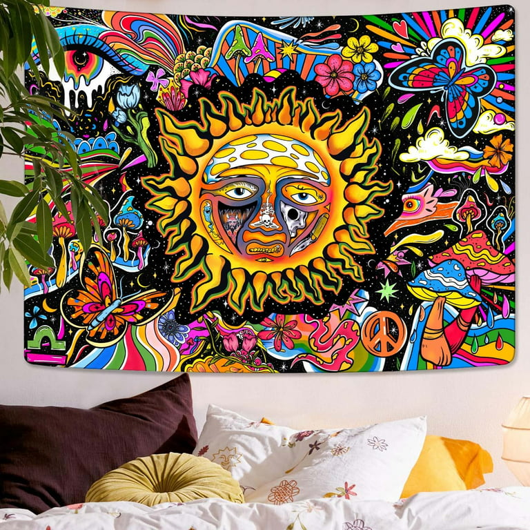 TWINNIS Trippy Tapestry Sun Tapestry Hippie Mushroom Tapestry