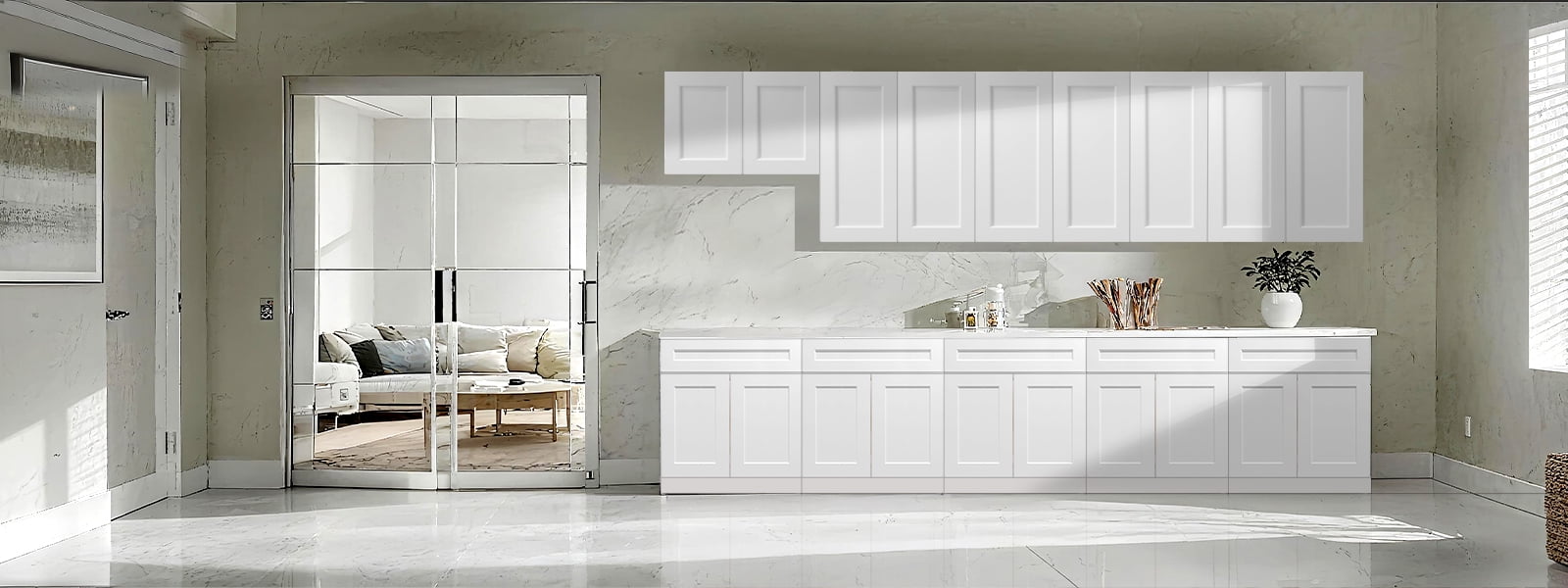 White shaker Solid Wood Double Doors Wall Cabinet 2 Doors and 2 Shelves for Kitchen Storage, Bathroom Storage, Laundry,Adjustable Shelves Ready to Assemble(27"W×12"D×36"H)