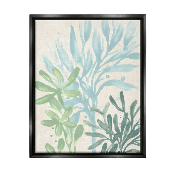 Stupell Industries Underwater Seaweed Botanicals Graphic Art Jet Black Floating Framed Canvas Print Wall Art, Design by June Erica Vess