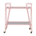thumbnail image 3 of Linon Mia Metal and Mirrored Mid Century 2 Level Rolling Bar Cart in Pink, 3 of 14