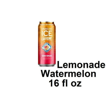 Sparkling Ice  Caffeine Watermelon Lemonade Sparkling Water, Zero Sugar, with Antioxidants and Vitamins, Zero Sugar, 16 fl oz