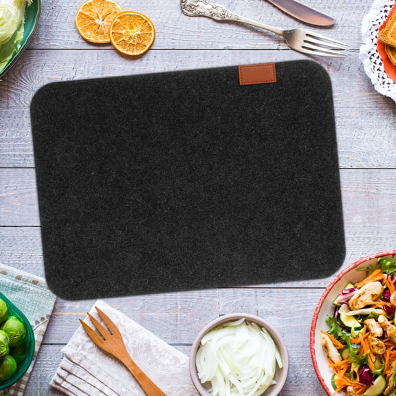 Baluue 4Sets Dark Grey Felt Placemats and Coasters with Oil Resistant Surface