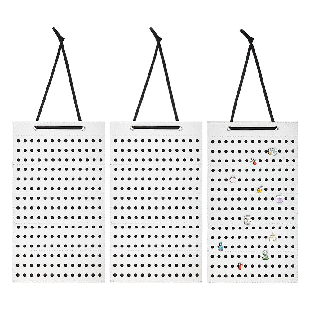 3pcs Felt Wall-Mounted Jewelry Hanging rolls for Brooch Organizer Holder White 82cm