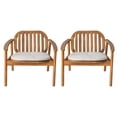 thumbnail image 3 of Olurrisa Outdoor Acacia Wood Club Chair Set of 2, Teak Finish with Beige Cushion, Modern Slatted Design for Patio Garden, 3 of 8