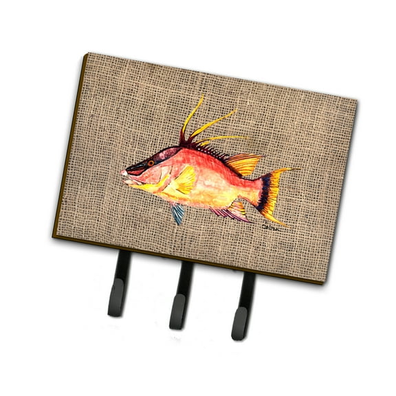 Hog Snapper on Faux Burlap Leash or Key Holder