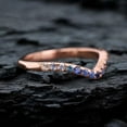 thumbnail image 2 of V Shape Shappire Wedding Band Rose Gold Plated Half Eternity band September Birthstone Art deco Stacking Band Fashionable Birthday Gift For Daughter, 2 of 4