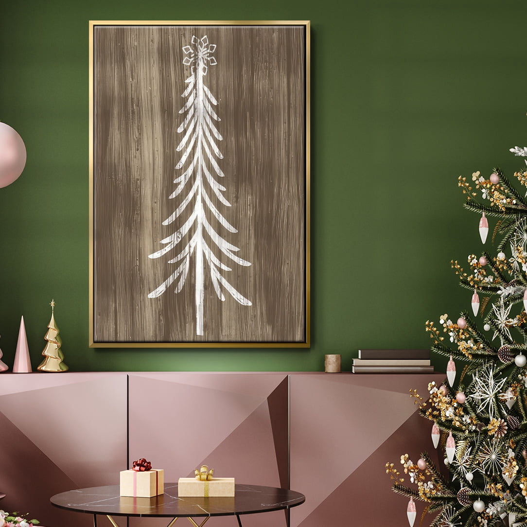 Barnwood Wonderland IX - Framed Gallery Wrapped Holiday Canvas - 25 x 37 - Gold Frame