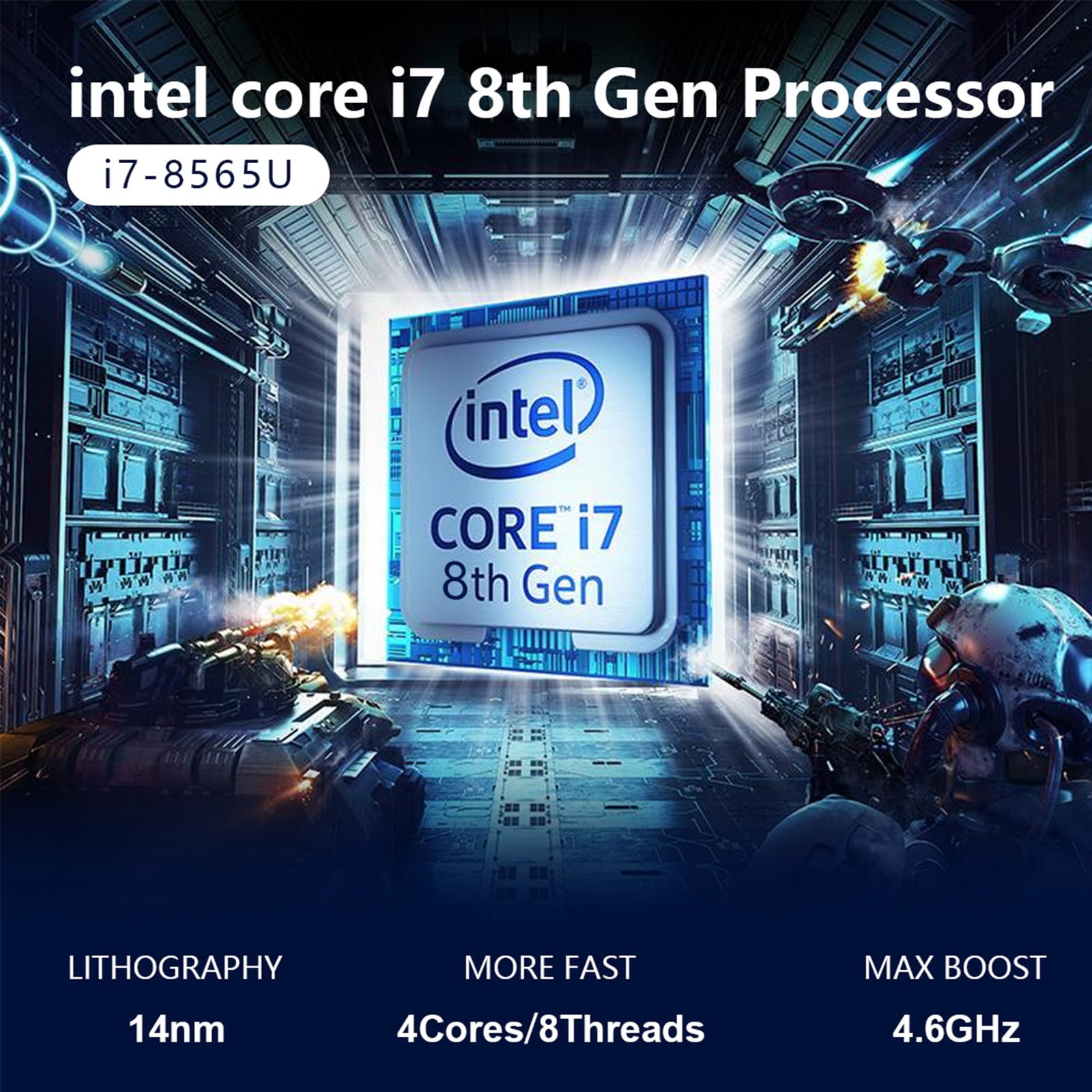Fanless Mini PC, Desktop Computer i7-8565U 1.8-4.6GHz, Windows 11 Pro 64Bit, 16G DDR4 RAM| 512G NVME SSD, WiFi 6, 4K@60Hz, HDMI/DP, BT 5.1, Gigabit Ethernet for Gaming/Office/Industrial/HTPC
