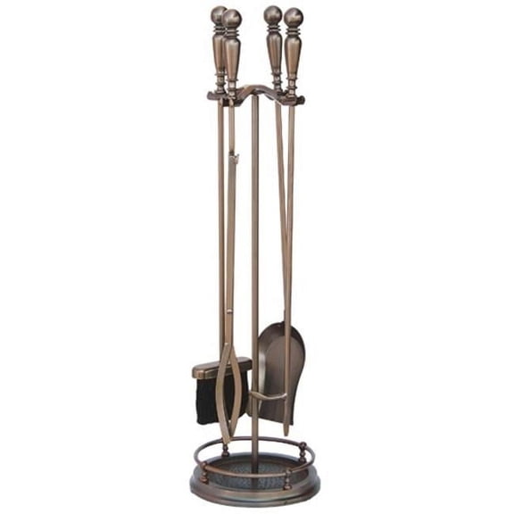 UniFlame 5-Piece Venetian Bronze Fireplace Tools Set with Ball Handles