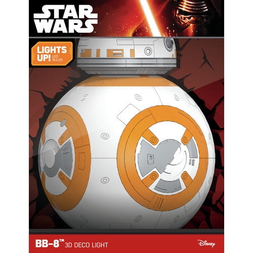 STAR WARS ~ BB-8 ~ 3D FX Deco Wall LED Light BB8 Droid Kids Bedroom Nightlight