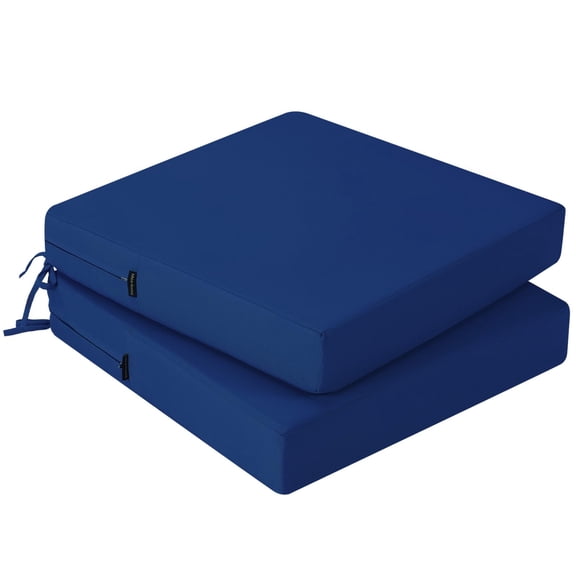 Outdoor Chair Cushions Set of 2, Waterproof Outdoor Seat Cushions for Patio Furniture, Outside Replacement Chair Pad with Ties for Lawn Deck Porch, 19 x 19 Navy Blue