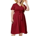 thumbnail image 4 of Plus Size Wedding Guest Dresses for Curvy Women Formal Short Sleeve Long Maxi Dress Summer Casual Outfits Red, 3XL, 4 of 6