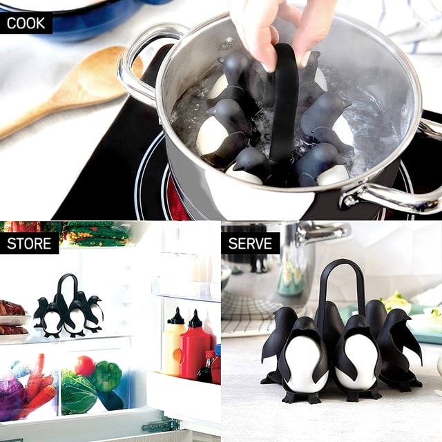 Soporte para huevos, forma de pingüino, para hacer huevos duros o blandos