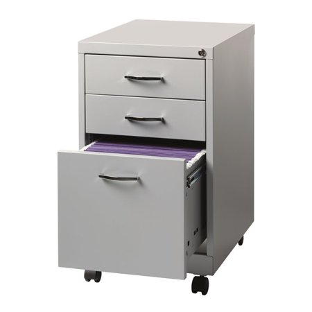 Hirsh Soho 19 In Deep 3 Drawer Mobile Filing Cabinet In Platinum
