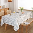 thumbnail image 5 of Rectangle Table Cloth 60x102 Inch - Spring Summer Floral Tablecloth, Waterproof Linen Fabric Oblong Table Cloth for Kitchen Dining Tablecloth for 4 Feet Table Blue, Small Blue Flower Design, 5 of 5