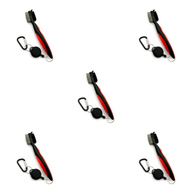 Ruiboury Brosse de Club de Golf Portable à Main Remplacement Brosses à Chaussures Double Face Rouge Sans Couvercle 5ensemble