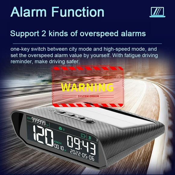 Pantalla De Headup Inalámbrico Para Automóvil GPS Solar GPS Velocín Digital GPS Con Pantalla De Pantalla De Pantalla LCD Alarma Total Millage/Time/Altitude/Speed ​​Display
