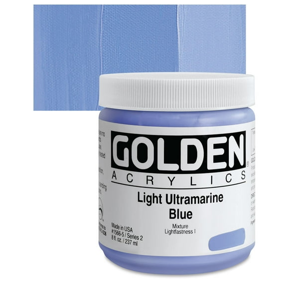 Golden Heavy Body Artist Acrylics - Light Ultramarine Blue, 8 oz Jar