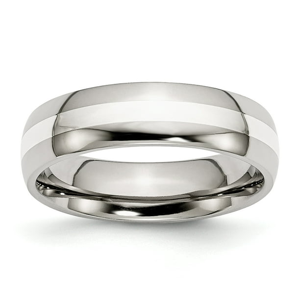 Stainless Steel 925 Sterling Silver Inlay 6mm Ring Man Wedding Precious  Metal For Dad Mens For Him