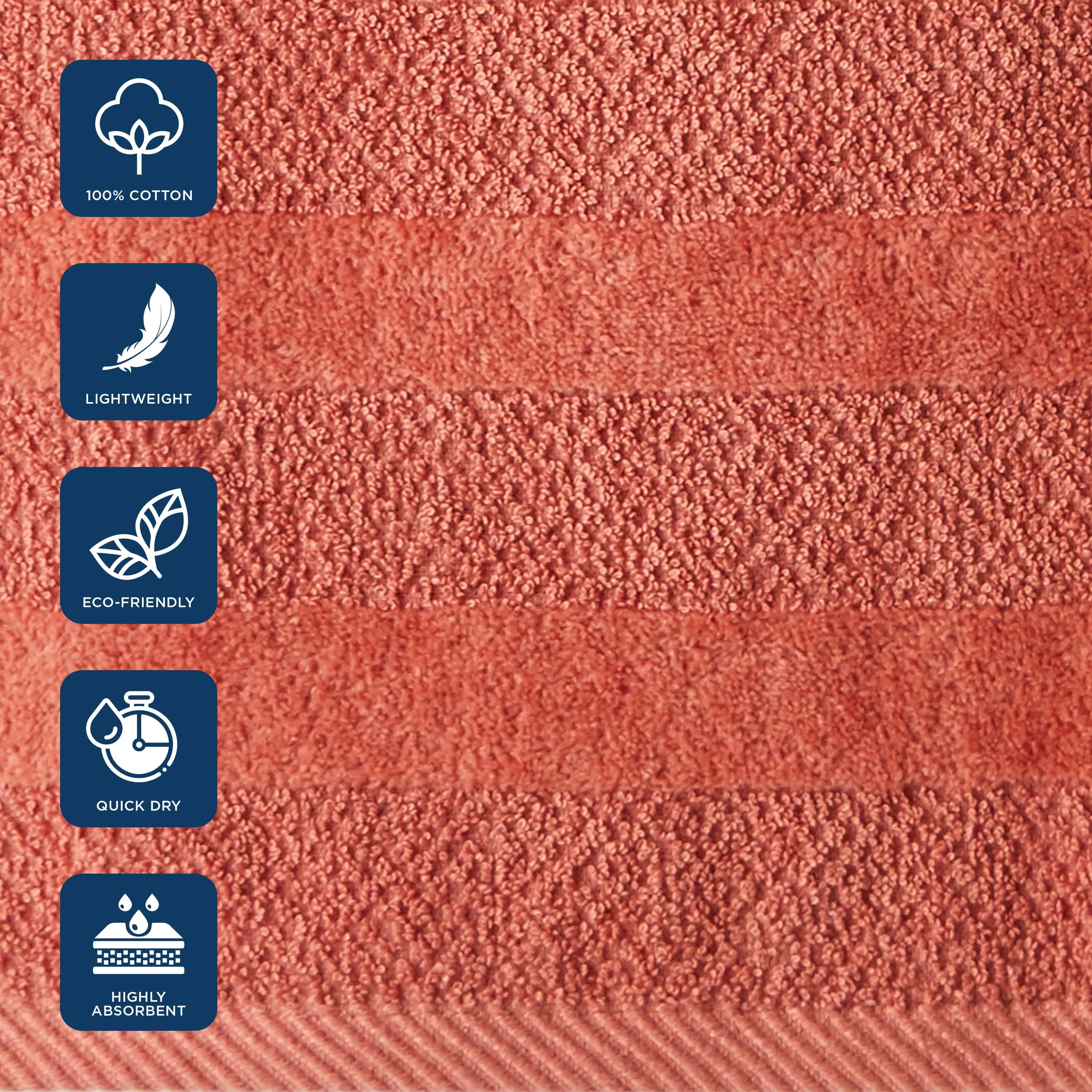 Cannon Shear Bliss Quick Dry 100% Cotton 6-Piece Towel Set for Adults (Coral)