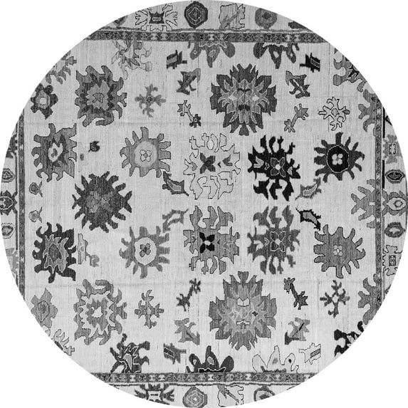 Ahgly Company Indoor Round Abstract Gray Modern Area Rugs, 8' Round