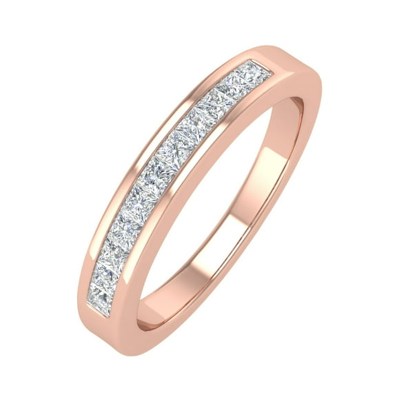 0.27 Carat Channel Set Diamond Wedding Band Ring in 14K Rose Gold (Ring Size 4.75) (I1-I2 Clarity)