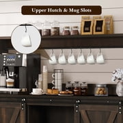 DreamCurship Farmhouse Coffee Bar Cabinet with Storage, 47 Buffet Cabinet Kitchen Storage Cabinet with Hutch, Coffee Station, Dark Oak