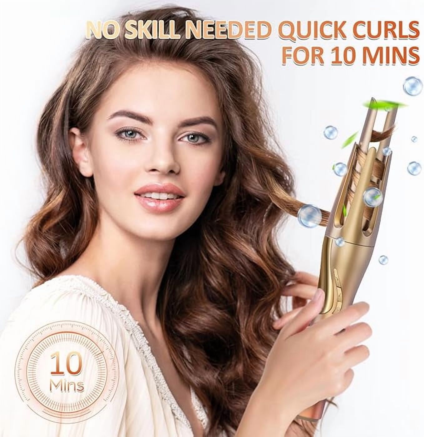 RKXQT Cordless Automatic Curling Iron,Professional Anti-Tangle Auto Hair Curler with 1.25"" Ceramic Ionic Barrel & 3 Temperature,Fast Heating Iron for Hair Styling (Pink)