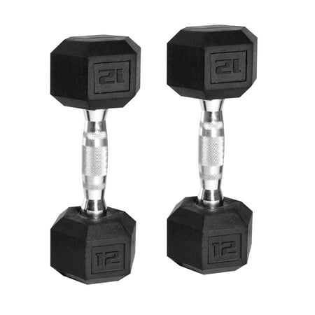 CAP Barbell, 12lb Coated Rubber Hex Dumbbell, Pair (Ships in 2 Boxes)