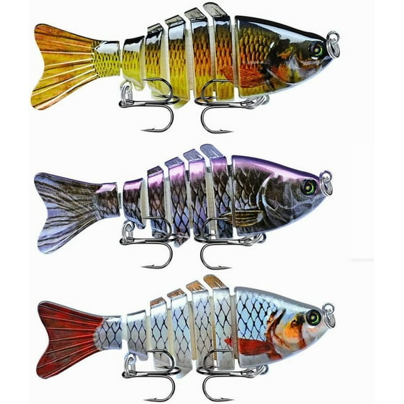 OriGlam 3pcs Multi Jointed Swimbait Fishing Lures, Lifelike Bass Fishing Lure for Bass, Trout, Walleye, Pike, Muskie, Roach