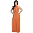 thumbnail image 4 of KOH KOH Long Sleeveless Bridesmaid Wedding Party Guest Summer Flowy Casual Brides Formal Evening Sexy Halter Neck Maxi Dress Gown For Women Fire Brick Orange X-Small US 2-4 NT012, 4 of 6