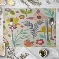 thumbnail image 4 of 2024 Placemats Table Kitchen Tableware Dinner Family Table Fabric Linen Flowers and Branches Colorful, 4 of 7