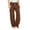 Coffee, variant on Girls Casual Loose Fit Linen Trousers for Teen Summer Lightweight Elastic Waist Solid Color Long Pants Comfortable Plus Size Girls Sweatpants Teen Straight Leg Pants Kids Open Bottom