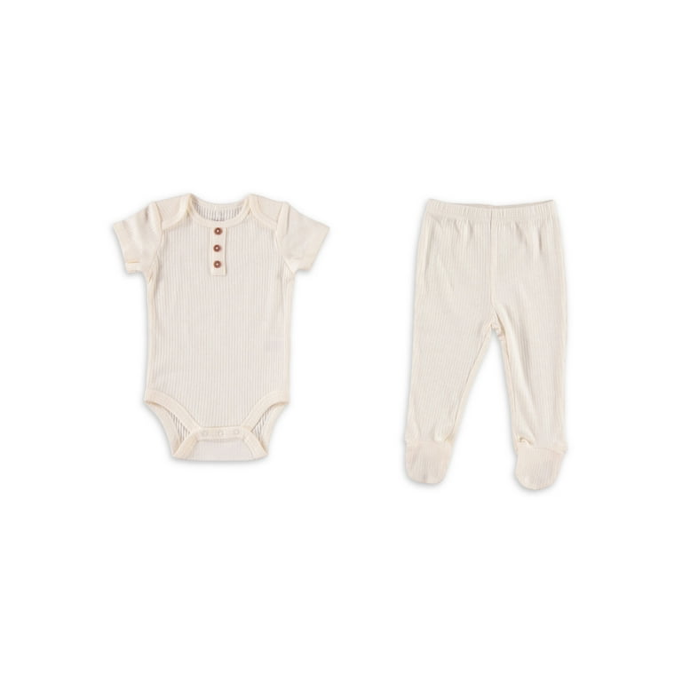 Le Top Bebe Baby Boy Baby Girl Gender Neutral Unisex 2 PC Footed Pant Set Sizes Newborn 9 Months