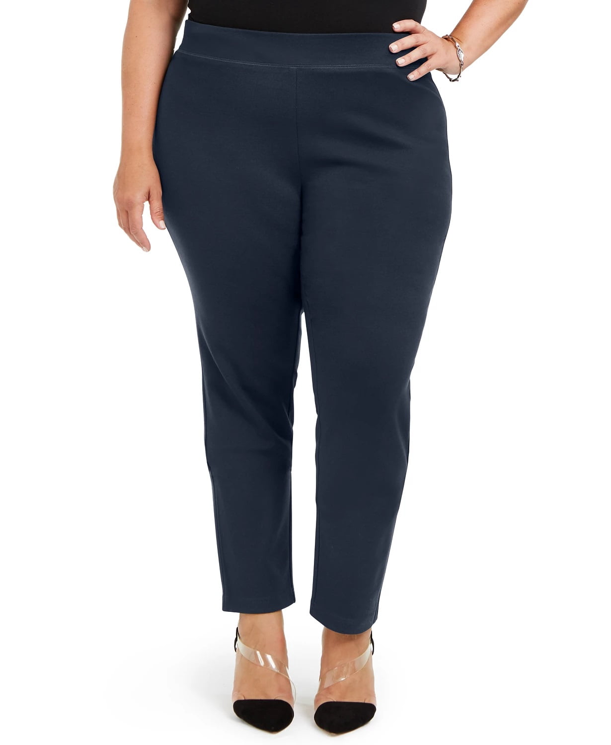 Skinny Pull On Ponte Pants Navy Size 