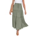 thumbnail image 6 of Fsqjgq Skirts for Women Trendy Spring Break Essentials Women's Elastic High Waist Boho Maxi Skirt Ruffle A-Line Swing Long Skirts Green S, 6 of 9