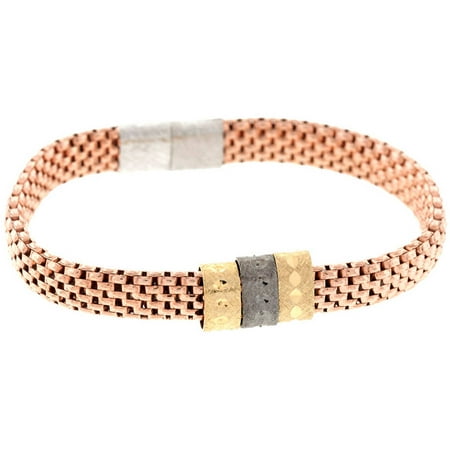 Pori Jewelers Sterling Silver Rose Gold-Plated Stretch Bracelet