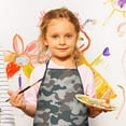 thumbnail image 2 of Beige Blue Camo Mixed Shapes Pattern Kids Aprons for Girls and Boys,Adjustable Neck Strap Toddler Aprons for Kids Cooking Baking, 2 of 6