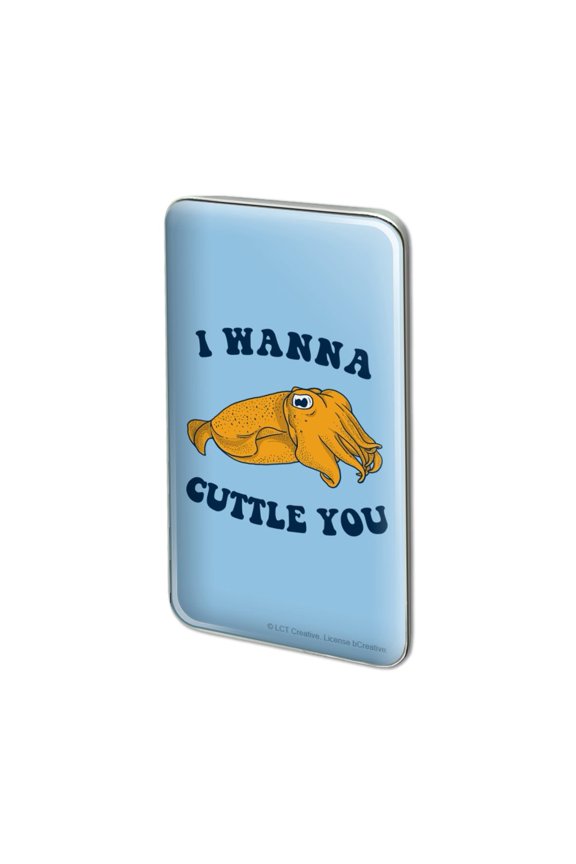 I Wanna Cuttle You Want to Cuddle Fish Funny Humor Metal Rectangle Lapel Hat Pin Tie Tack Pinback