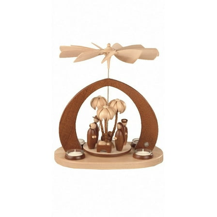 German christmas pyramid arch Nativity scene, 1-tier, height 36 cm / 14 inch, natural, original Erzgebirge by Müller Seiffen